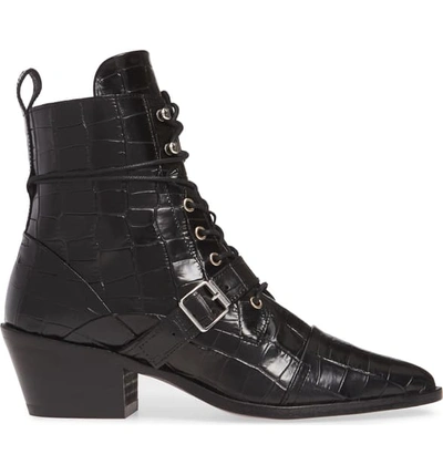 Allsaints Women's Katy Croc-embossed Boots In Black Croc Leather | ModeSens