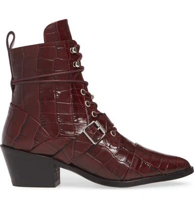 Shop Allsaints Katy Boot In Berry Croc Leather