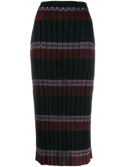 Shop Marni Pleated Knitted Skirt In Black