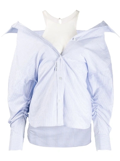 Shop Alexander Wang Falling Shirt In 989 Blue/ White Stripe