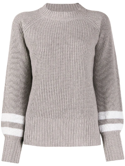 Shop Eleventy Crew Neck Knitted Sweater In Grey