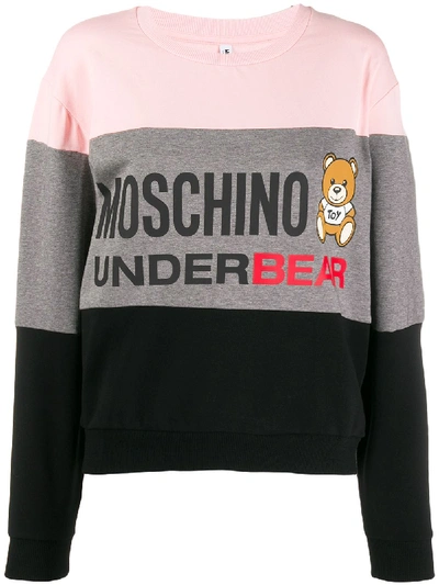 Shop Moschino Underbear Striped Sweatshirt In Pink