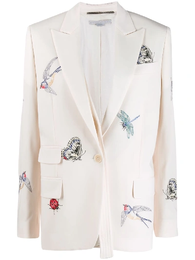 Shop Stella Mccartney Bug Embroidered Blazer In White