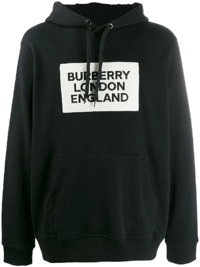 Shop Burberry Logo Appliqué Hoodie In A1189 Black