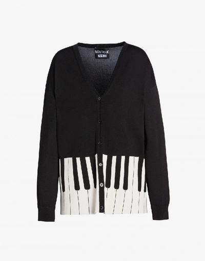 Shop Boutique Moschino Cardigan With Piano Inlay In Black