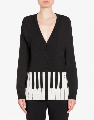 Shop Boutique Moschino Cardigan With Piano Inlay In Black