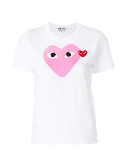 Shop Comme Des Garçons Play Heart Logo T-shirt In White