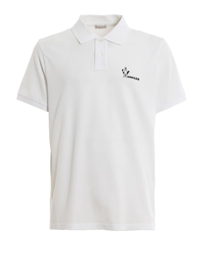 Shop Moncler White Cotton Polo Shirt