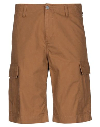 Shop Carhartt Man Shorts & Bermuda Shorts Brown Size 28 Cotton