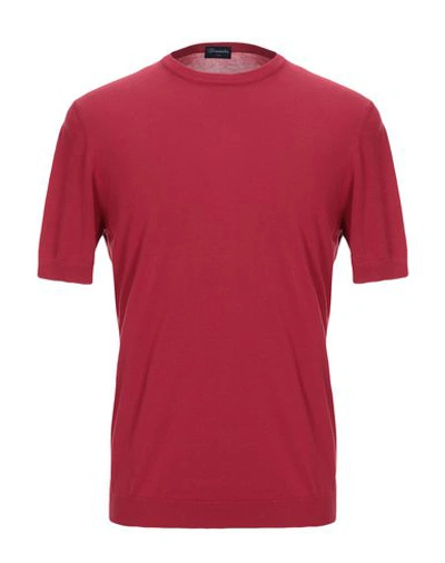 Shop Drumohr Man Sweater Burgundy Size 44 Cotton In Red