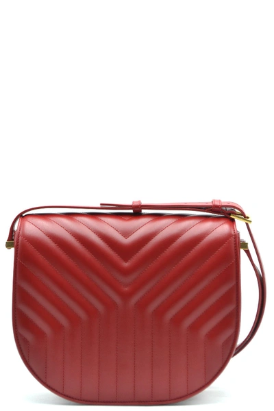Shop Saint Laurent Red Leather Shoulder Bag