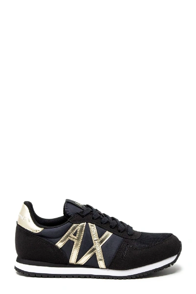 Shop Armani Exchange Black Polyamide Sneakers