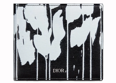 Pre-owned Dior X Raymond Pettibon Wallet Calfskin Black/white