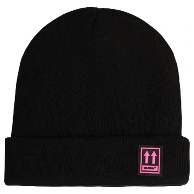 Pre-owned Off-white  Patch Beanie Black/pink