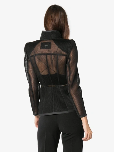 Shop Fendi Fitted Mesh Jacket In Black