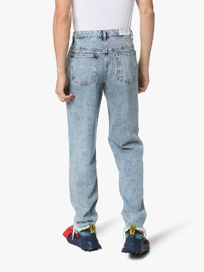 Shop Duo Stonewash Straight Leg Jeans In Blue