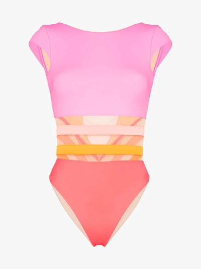 Shop Agent Provocateur Zenaya Short Sleeve Swimsuit In Pink