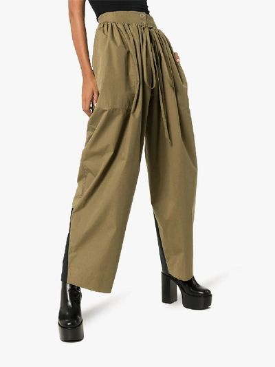 Shop Loewe Double Waistband Wide Cargo Trousers In Green