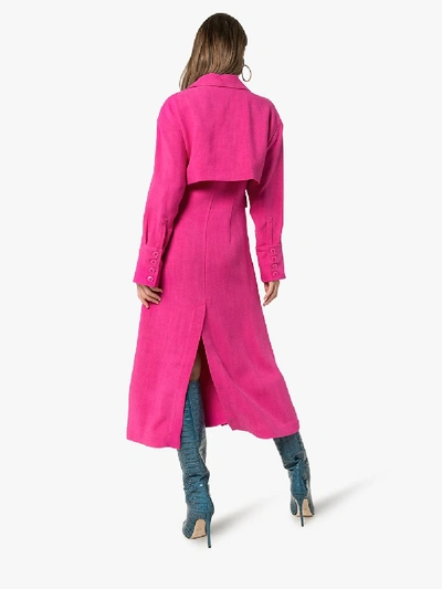 Shop Jacquemus Button-down Cotton Midi Dress In Pink