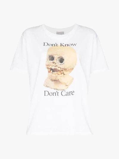 Shop Ashley Williams Don't Know Don't Care Print Cotton T-shirt In White