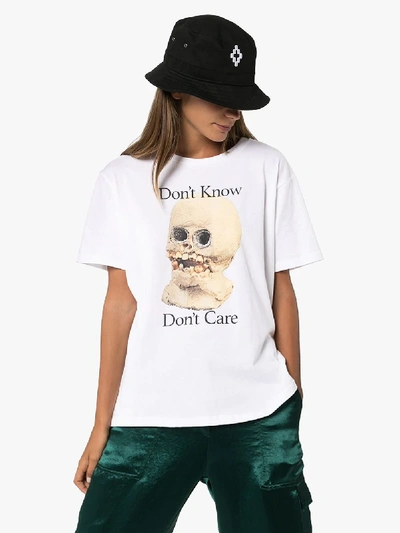 Shop Ashley Williams Don't Know Don't Care Print Cotton T-shirt In White