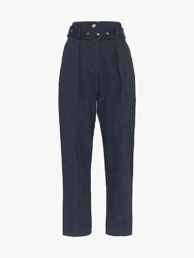 Shop Low Classic High Waist Wide Leg Trousers In Blue