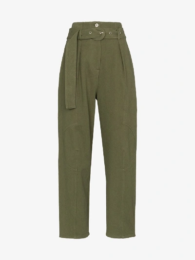 Shop Low Classic High Waist Wide Leg Trousers In Green