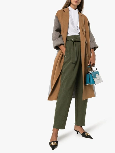 Shop Low Classic High Waist Wide Leg Trousers In Green