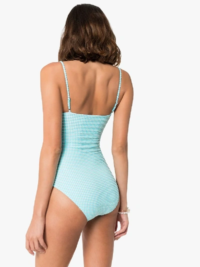 Shop Paper London Stingray Gingham Swimsuit In Blue