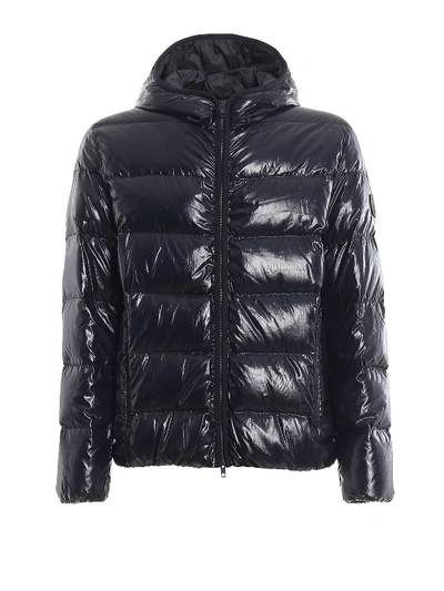 Shop Fay Glossy Quilted Hooded Puffer Jacket In Blue