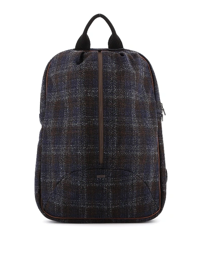 Shop Herno Check Wool Blend Backpack In Multicolour
