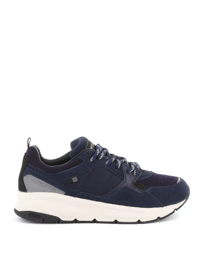 Shop Woolrich Suede And Leather Sneakers In Blue