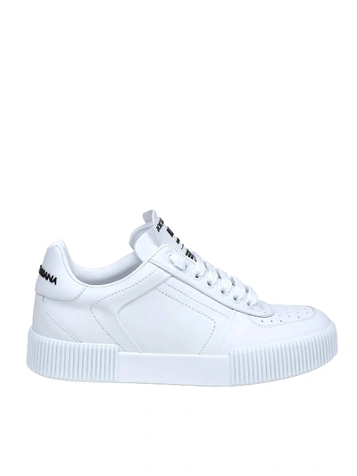Shop Dolce & Gabbana Miami White Calf Leather Sneakers