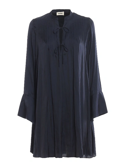 Shop Zadig & Voltaire Raika Creased Effect Dress In Dark Blue