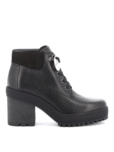 Shop Hogan H475 Grained Leather Ankle Boots In Black
