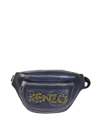 Shop Kenzo Kontrast Leather Belt Bag In Dark Blue