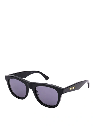 Shop Bottega Veneta Black Acetate Sunglasses