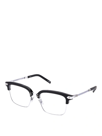 Shop Hublot Black And Silver Squared Titanium Eyeglasses
