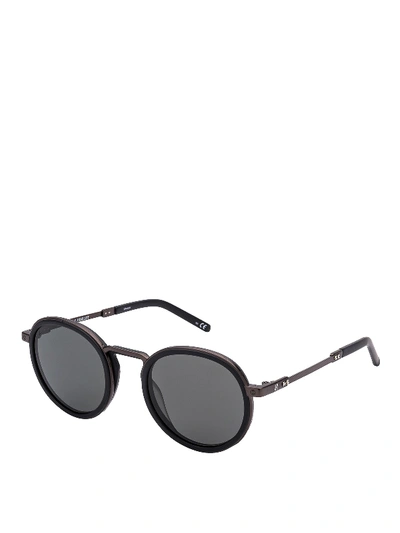 Shop Hublot Black And Bronze Round Titanium Sunglasses