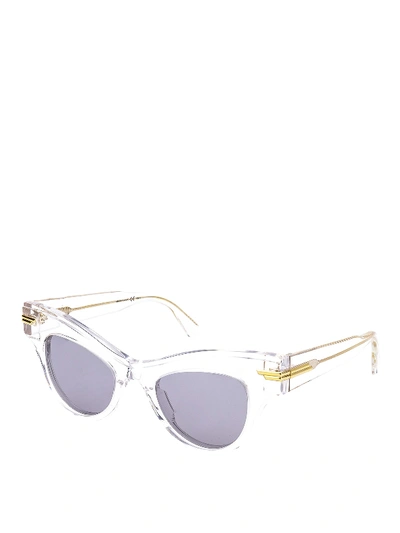 Shop Bottega Veneta Transparent Cat Eye Sunglasses