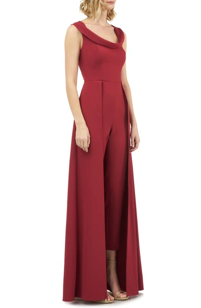 Shop Kay Unger Jumpsuit Gown In Ruby