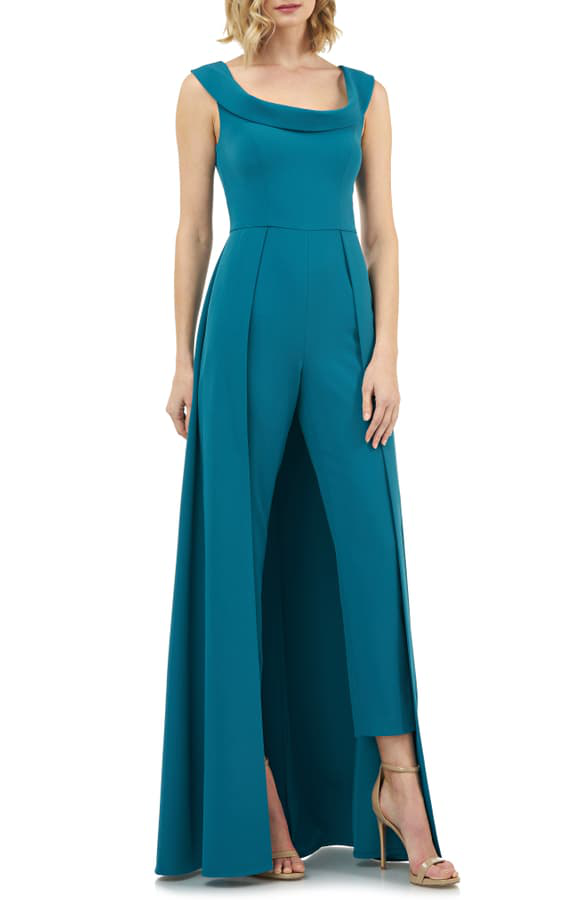 Kay Unger Jumpsuit Gown In Teal | ModeSens