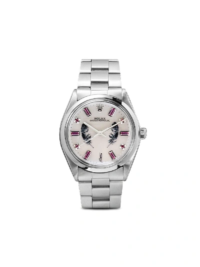 Shop Jacquie Aiche Customised Rolex Oyster Perpetual Feather 40mm In Metallic