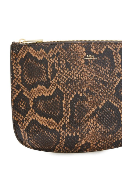 Shop A.p.c. Sarah Python Pouch In Marron Fonce