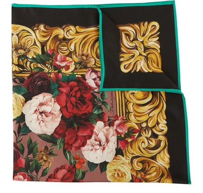 Shop Dolce & Gabbana Twill Rose Silk Scarf