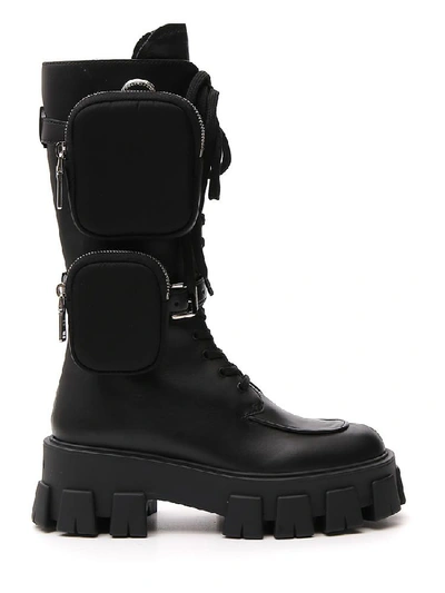 Shop Prada Monolith Boots In Nero