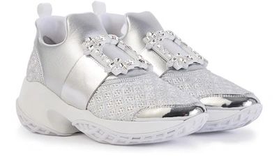 Shop Roger Vivier Viv Run Sneakers In Silver