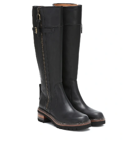 Shop See By Chloé Leather Knee-high Boots In Black