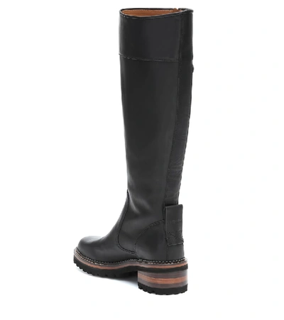 Shop See By Chloé Leather Knee-high Boots In Black