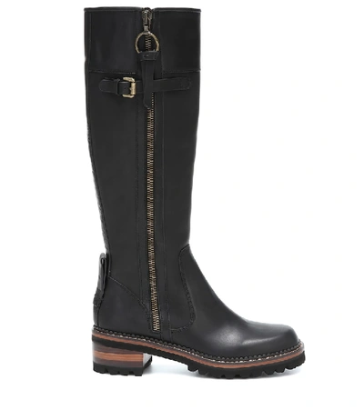 Shop See By Chloé Leather Knee-high Boots In Black